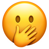 face with open eyes and hand over mouth on Apple apple preview